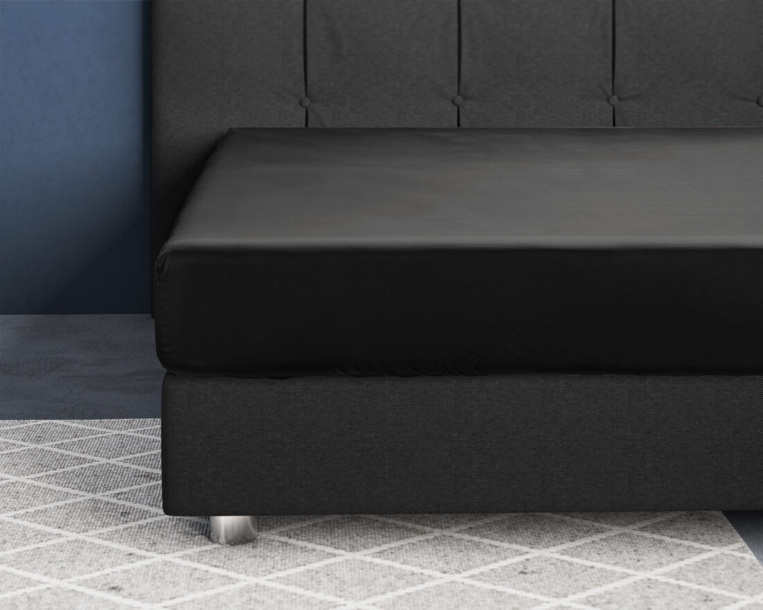 Satijnen Hoeslaken Zwart 90 X 220