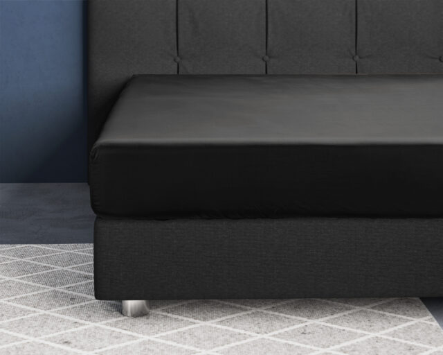 Satijnen Hoeslaken Zwart 90 X 200