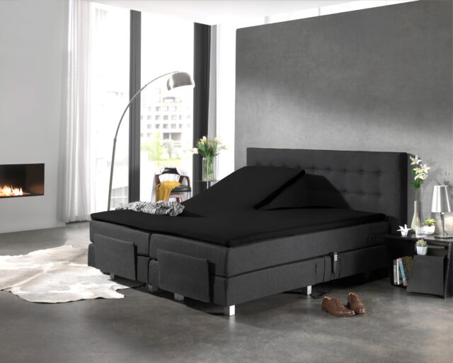 Splittopper Katoenen Hoeslaken Zwart 160 X 200 Cm