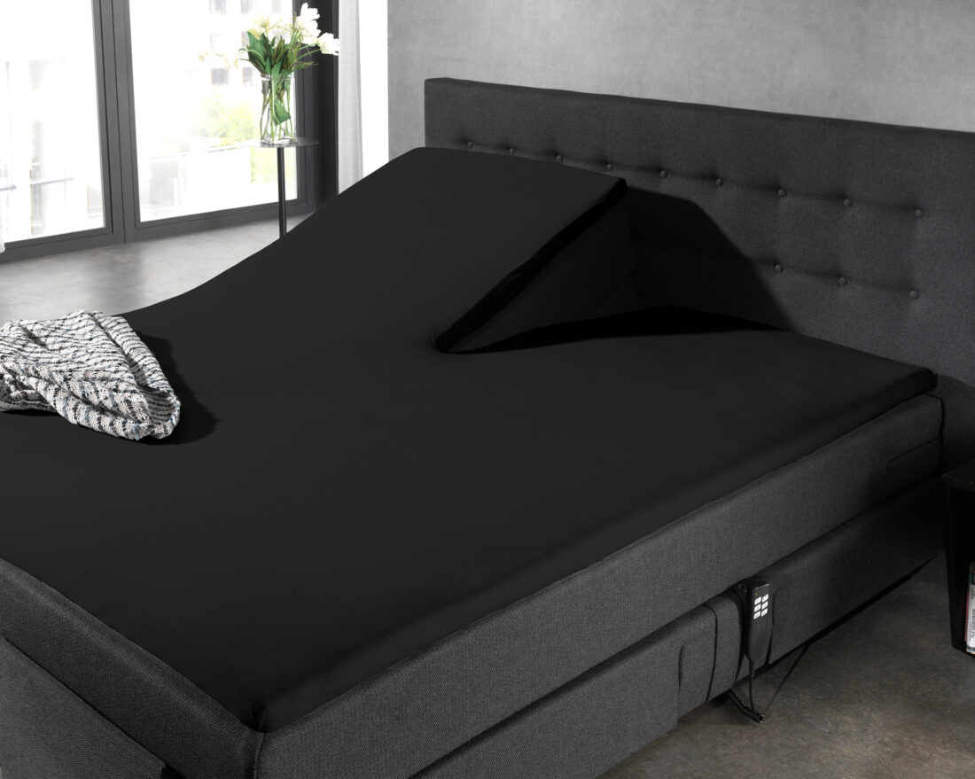 Splittopper Katoenen Hoeslaken Zwart 160 X 200 Cm