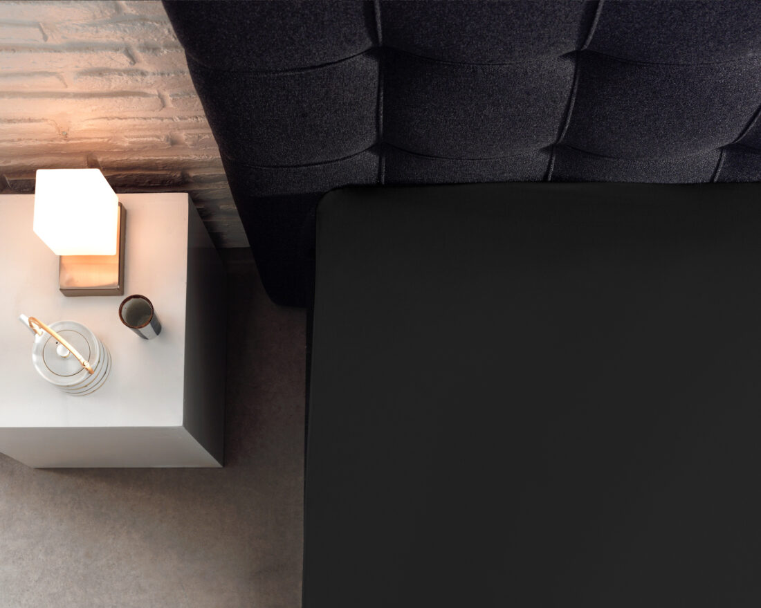 Splittopper Katoenen Hoeslaken Zwart 160 X 200 Cm