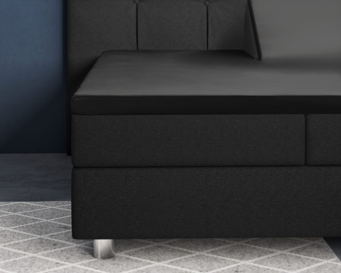 Splittopper Satijn Hoeslaken Zwart 180 X 200