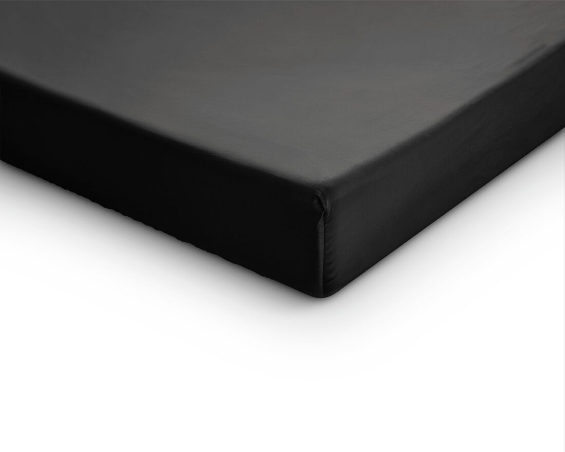 Splittopper Satijn Hoeslaken Zwart 180 X 200