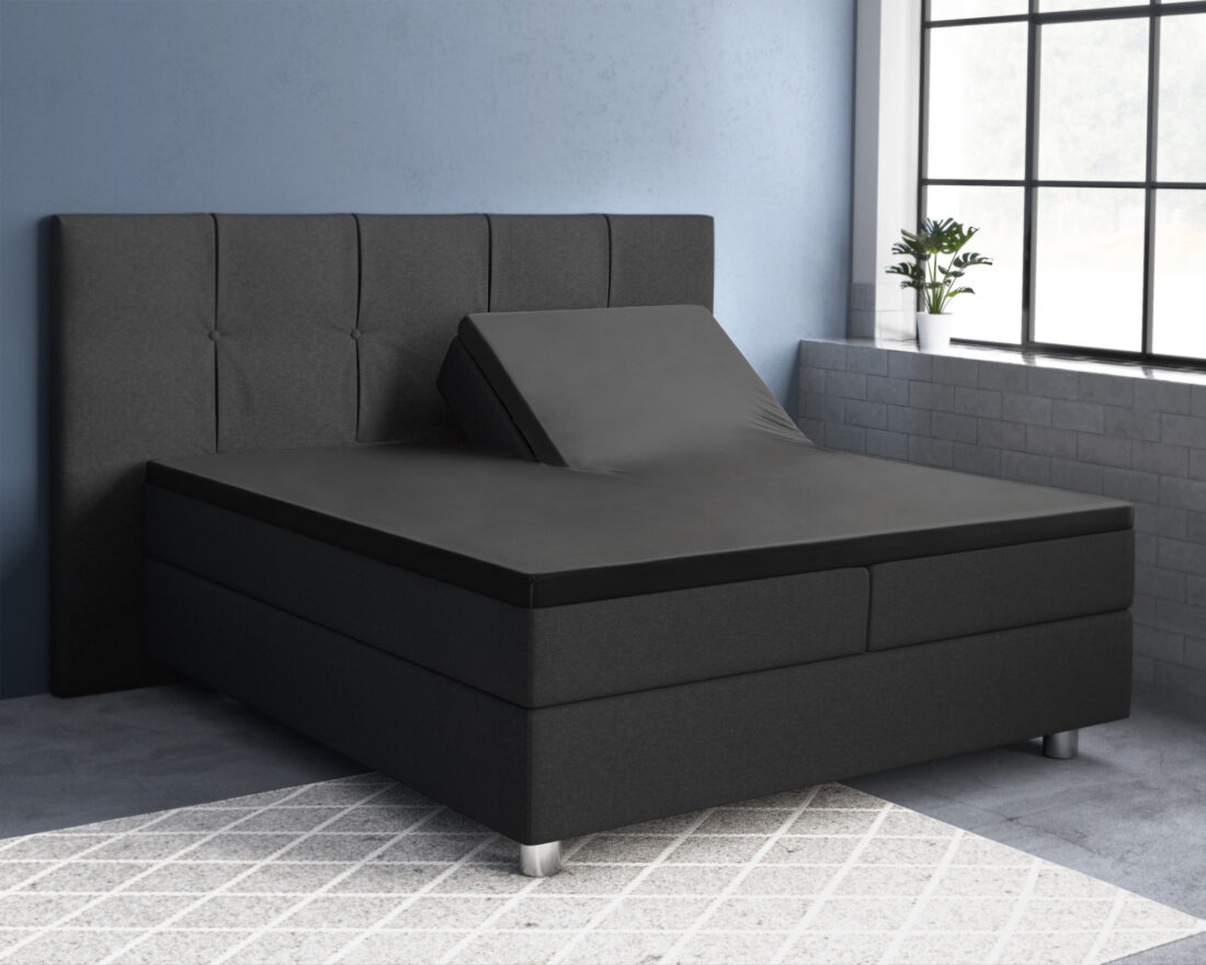 Splittopper Satijnen Hoeslaken Zwart 180 X 220