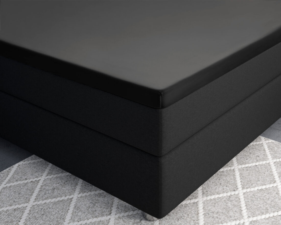 Splittopper Satijnen Hoeslaken Zwart 180 X 220