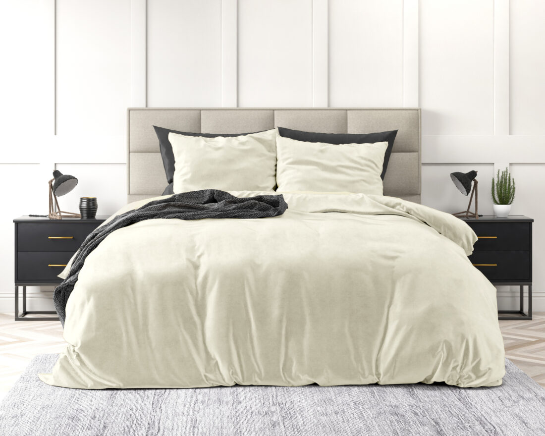 Fluwelen Effen Dekbedovertrek Crme 240 X 220