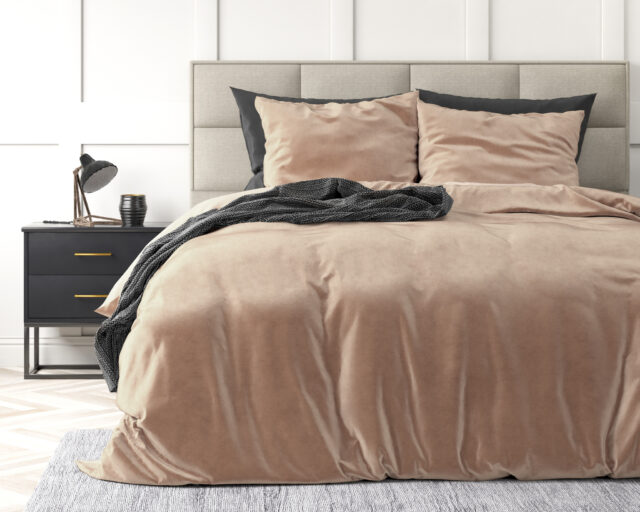 Effen Fluwelen Dekbedovertrek Nudekleurig 200 X 220