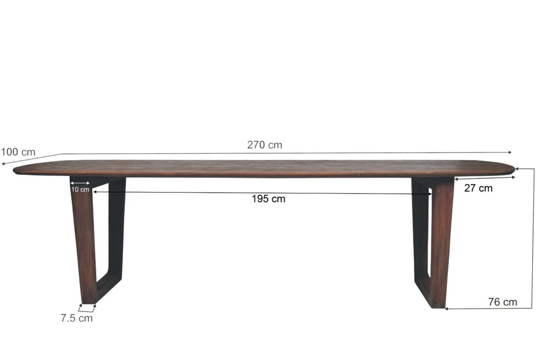 Eetkamertafel Cortez 8211 Bruin Malta Mangohout 8211 270 Cm