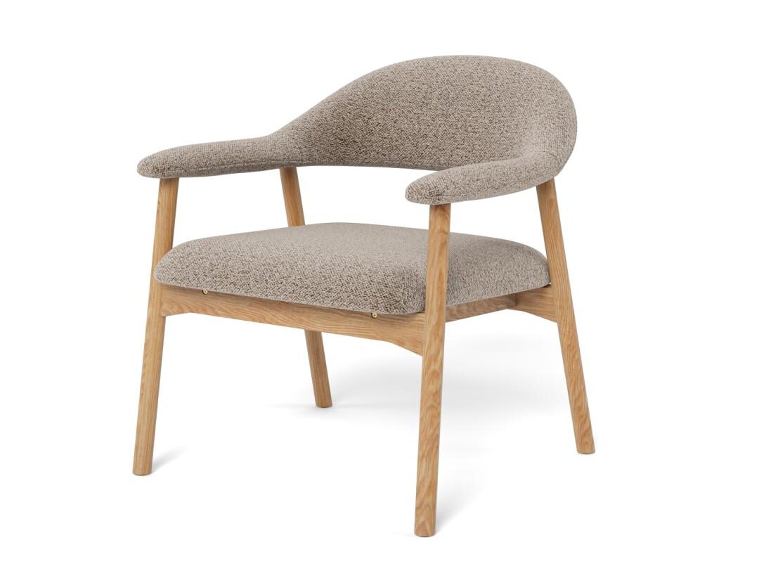 Loungestoel Addi 8211 Stof Monza Beige Boucle 8211 Geolied Eiken Frame