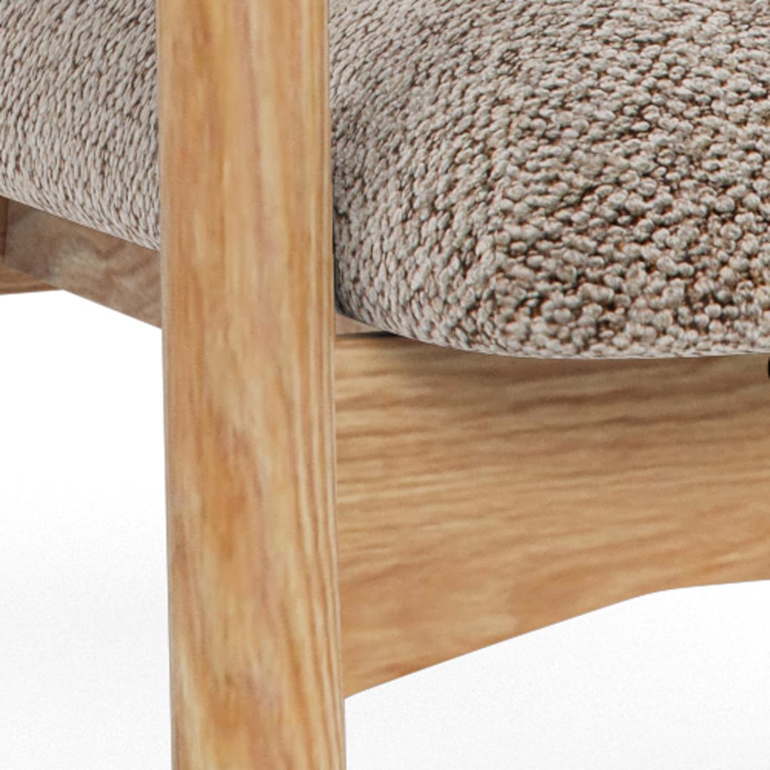 Loungestoel Addi 8211 Stof Monza Beige Boucle 8211 Geolied Eiken Frame