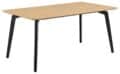 Eethoek Cadiz - Eiken-look melamineblad - Stoelen stof mosgroen - Metaal - Tafel en 4 stoelen