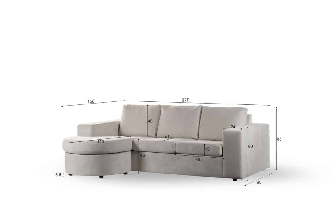 3 Zitsbank Cl L R Stof Lord 22 E460 Beige