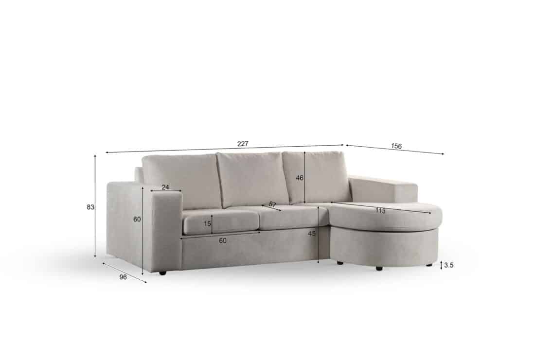 3 Zitsbank Cl L R Stof Lord 22 E460 Beige