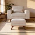 Japandi poef, stof Grande 03, G460 beige
