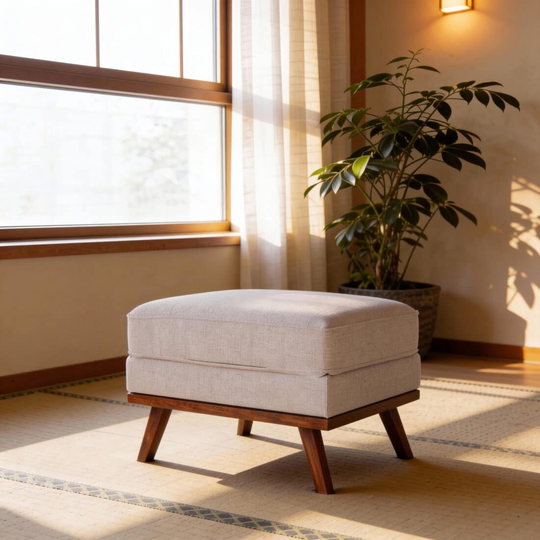 Japandi Poef Stof Grande 03 G460 Beige Japandi Poef Stof Grande 03 G460 Beige