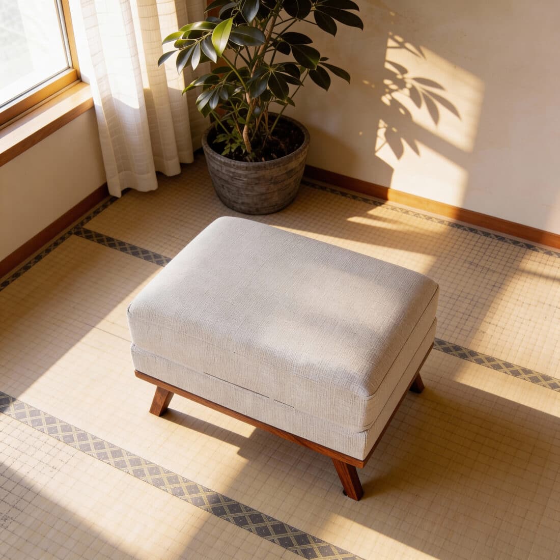 Japandi Poef Stof Grande 03 G460 Beige Japandi Poef Stof Grande 03 G460 Beige