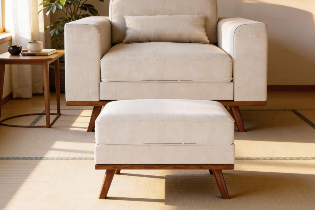 Japandi Poef Stof Melva 02 M460 Beige Japandi Poef Stof Melva 02 M460 Beige