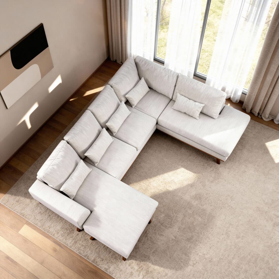 Japandi 3 Zits Hoek Rechts Cl Stof Melva 02 M460 Beige Japandi 3 Zits Hoek Rechts Cl Stof Melva 02 M460 Beige