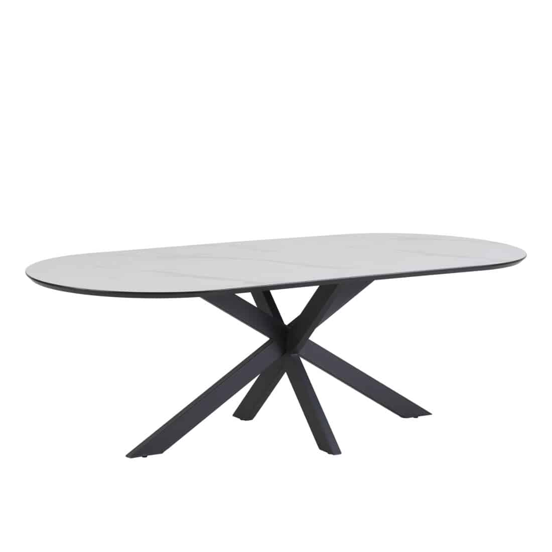 Star Eetkamertafel Capsulevorm 230 X 100 Mdf Hpl Wit Marmer 25 Mm