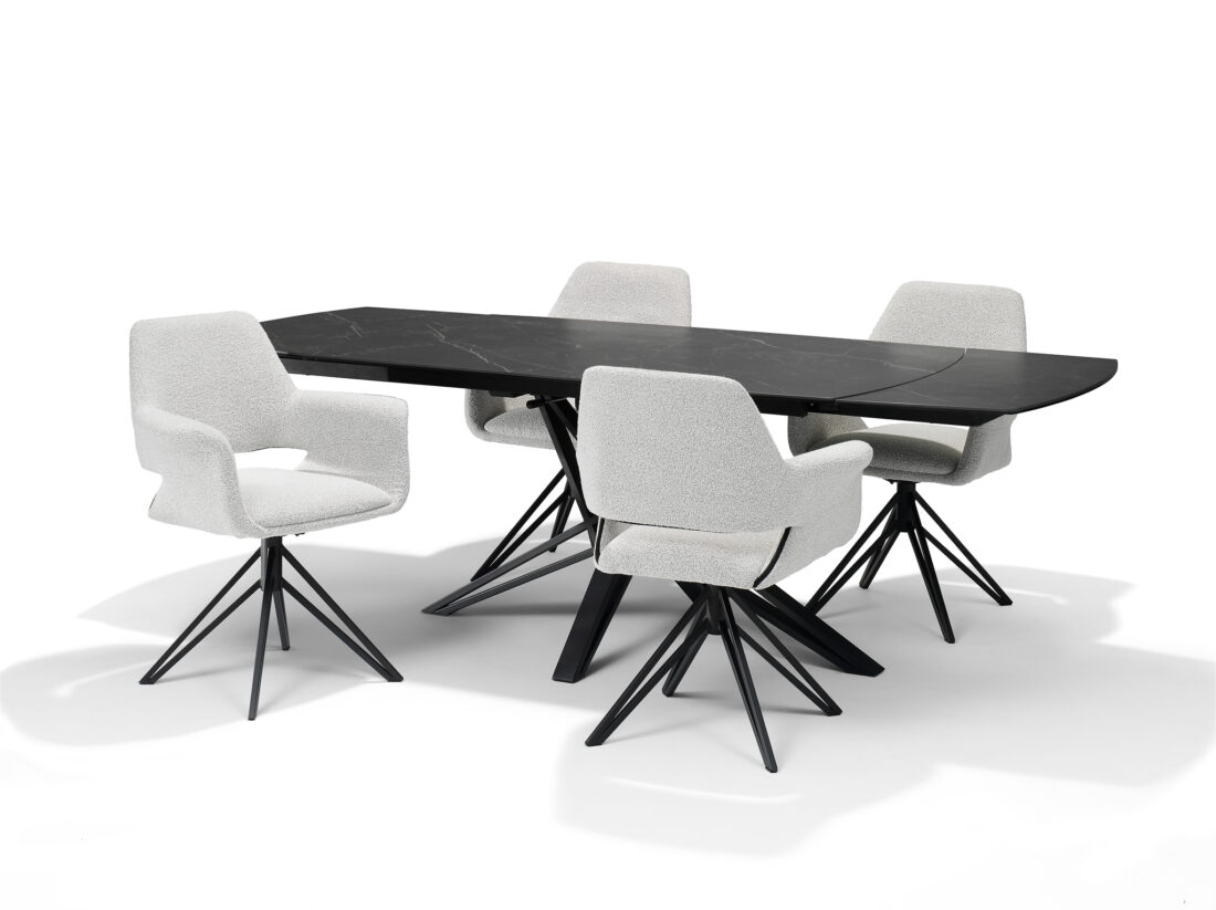 Vegas Eettafel Deckstone Zwart Marmer 160 240 X 90 Uitschuifbaar