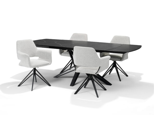 Vegas Eettafel Deckstone Zwart Marmer 160 240 X 90 Uitschuifbaar