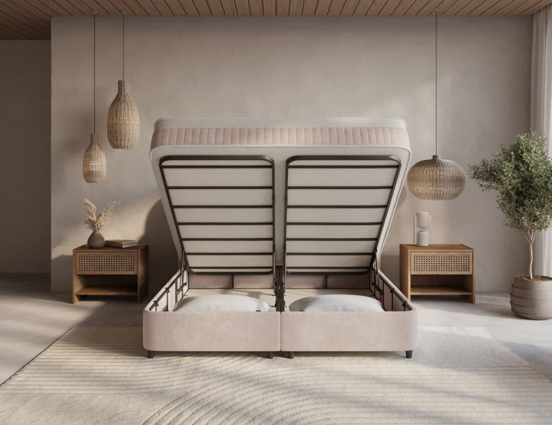 Dh Opbergboxspring Arcus 180 215 200 Beige