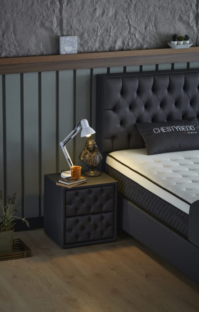 Skybedd 8211 Boxspring Met Opbergruimte Chestybedd Antraciet 90 X 200