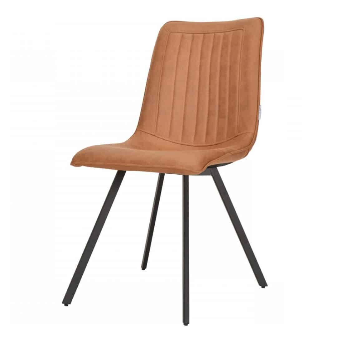 Stoel Boxer Zwart Stof Soft Cognac