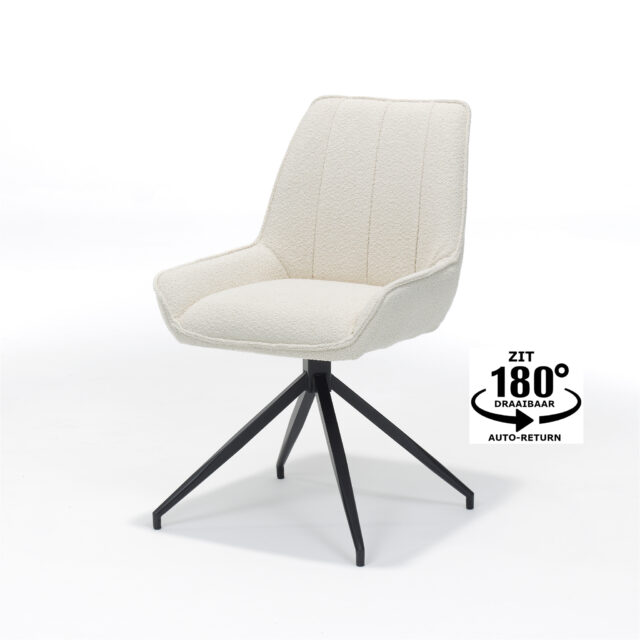 Montana Stoel 8211 Stof Teddy Ecru 8211 Draaivoet Zwart