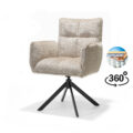 Nova armstoel stof Cremona #02 ecru - 360° draaibaar, zwart frame A360