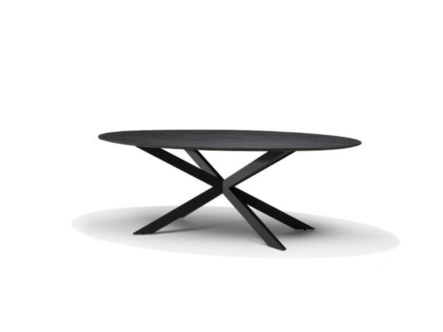 Solar Eetkamertafel 190 X 120 Cm Ovaal Mango Zwart 3 Cm