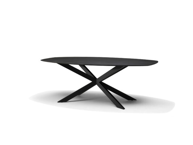 Solar Bootvormige Eettafel 220 X 110 Mango Zwart 3 Cm