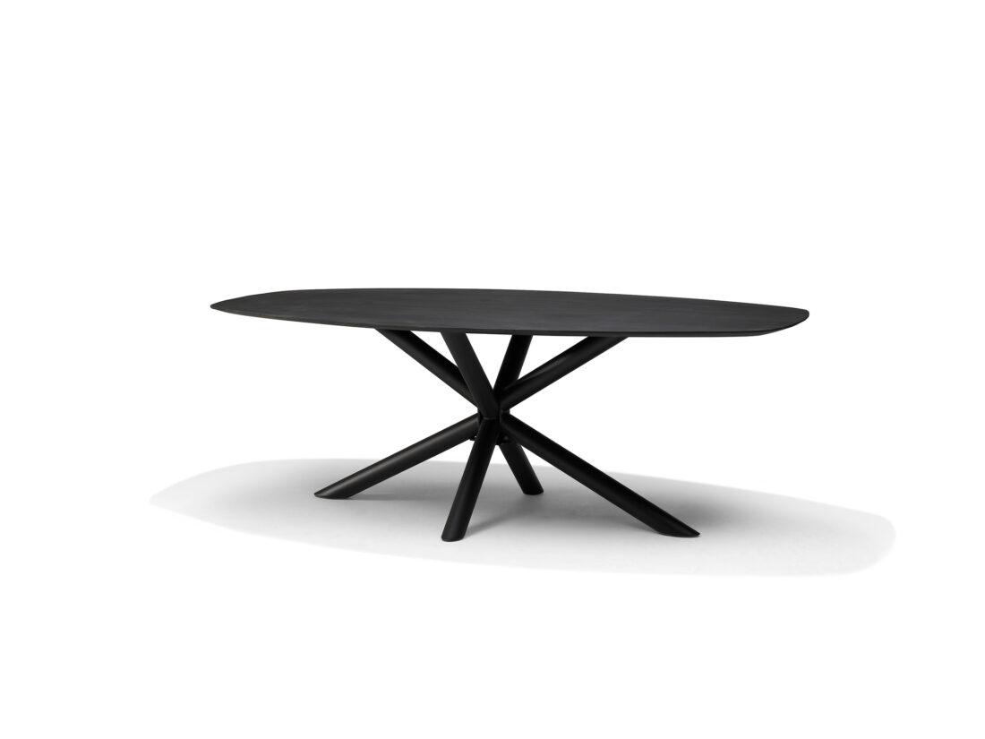 Sirius Eettafel 220 X 110 Cm Bootvorm Mango Zwart 3 Cm