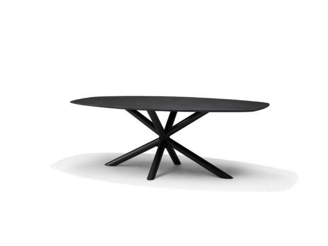 Sirius Eettafel 220 X 110 Cm Bootvorm Mango Zwart 3 Cm