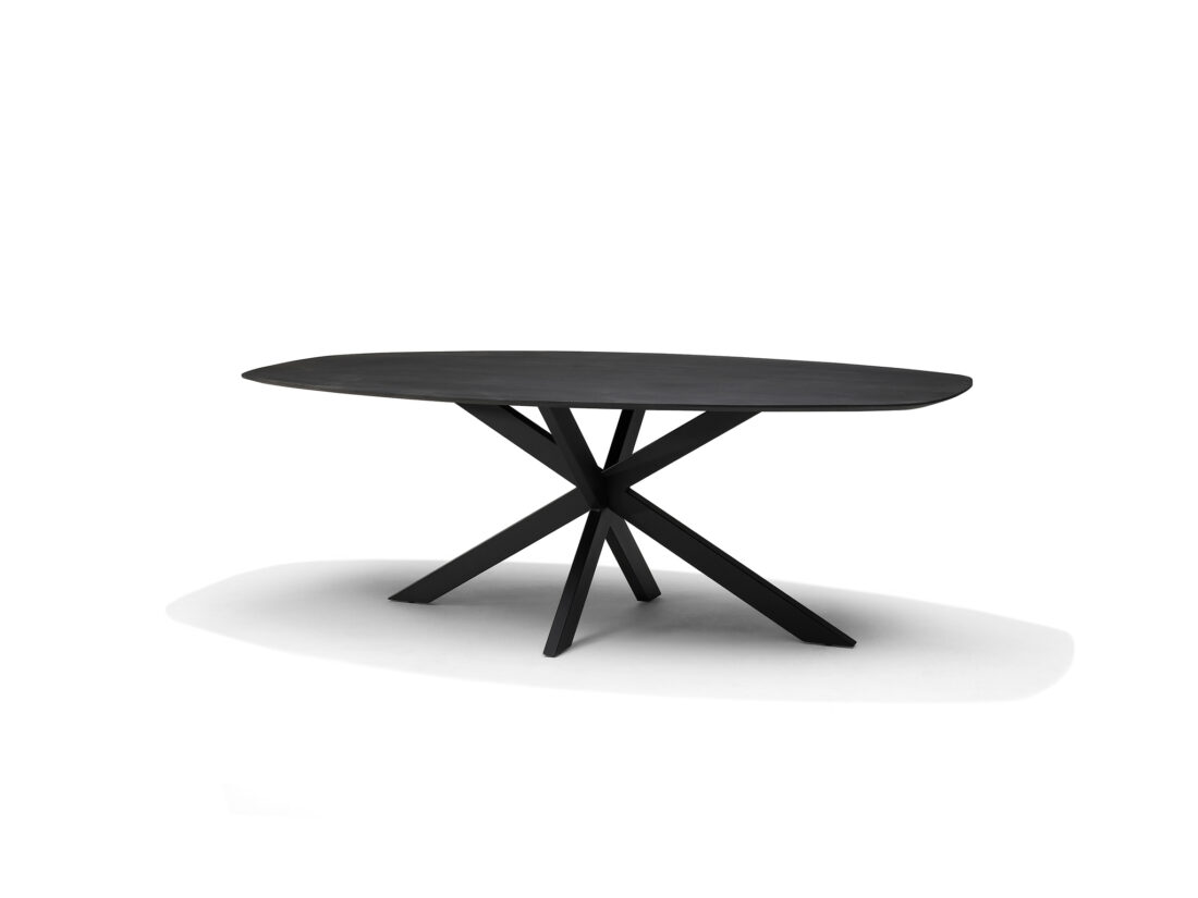 Star Eetkamertafel 220 X 110 Cm Bootvorm Mango Zwart 3 Cm