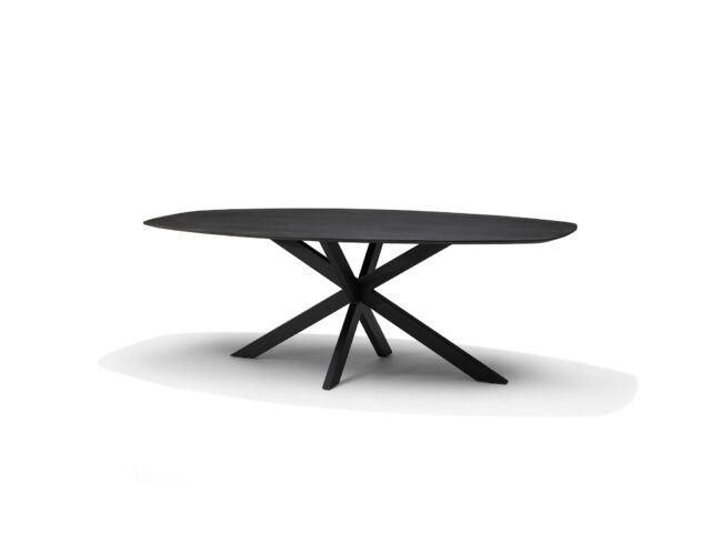 Star Eetkamertafel 220 X 110 Cm Bootvorm Mango Zwart 3 Cm