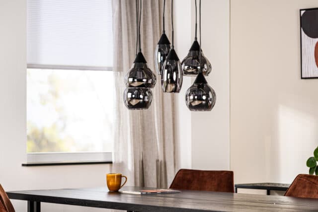 Hanglamp 6 Lichts H340 Gerookt Glas