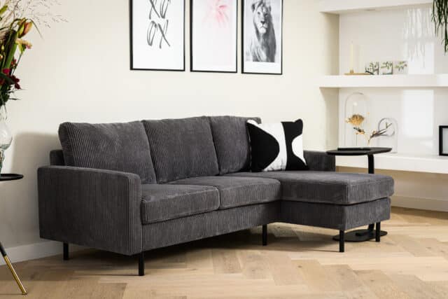 3 Zitsbank Cl L R Stof Rib R230 Antraciet