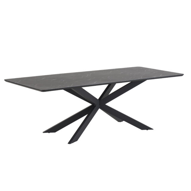 Solar Eetkamertafel Rechthoek 190 X 100 Cm Mdf Hpl Zwart Marmer 25 Mm