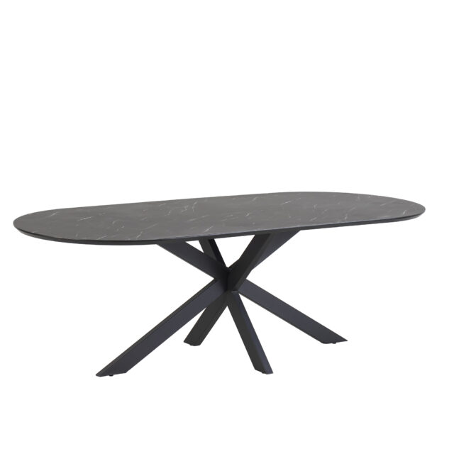 Star Eetkamertafel Capsulevorm 190 X 100 Mdf Hpl Zwart Marmer 25 Mm