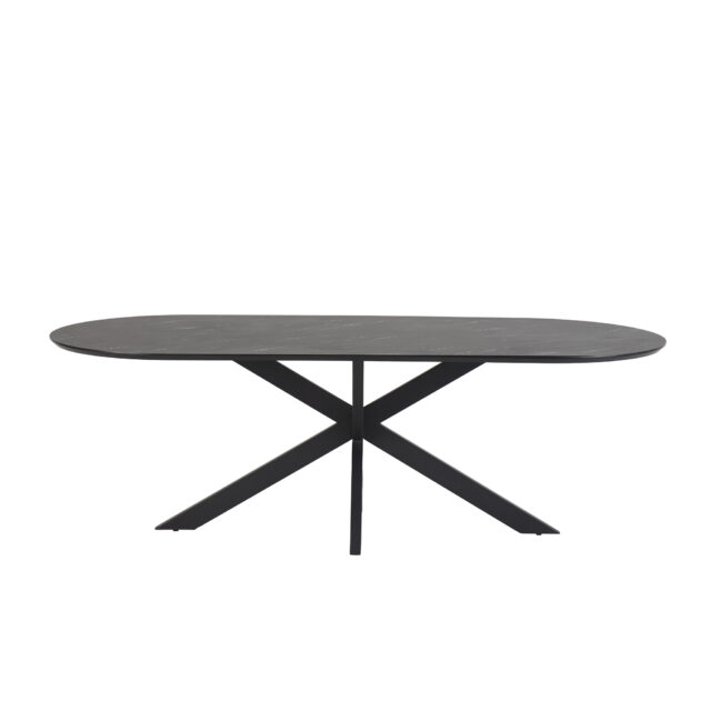 Star Eetkamertafel Capsulevorm 190 X 100 Mdf Hpl Zwart Marmer 25 Mm