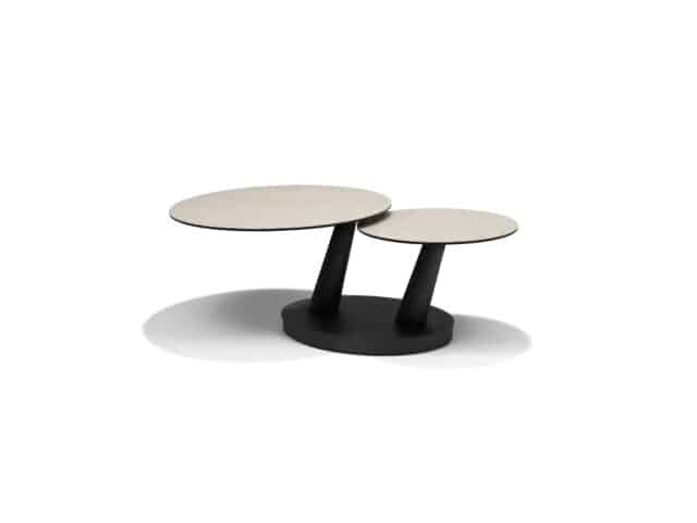Antares Salontafel B 5712 8211 Travertijn Glas Keramiek 8211 2 Draaibare Bladen