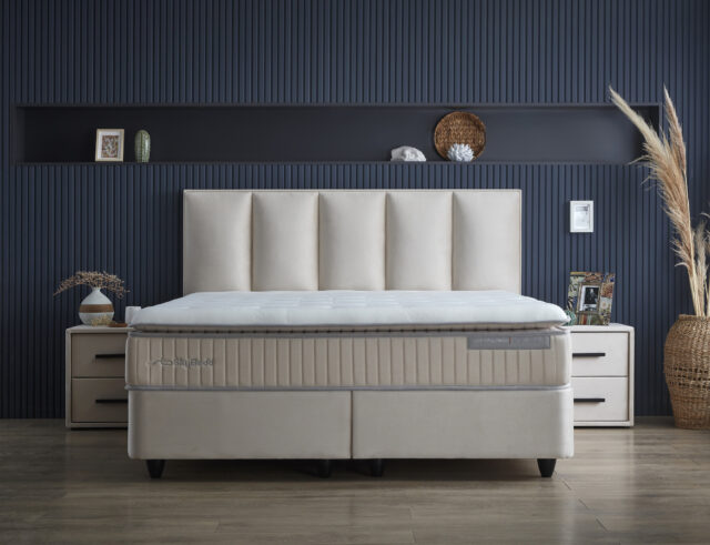 Skybedd 8211 Boxspring Met Opbergruimte Birdybedd Beige 180 215 200