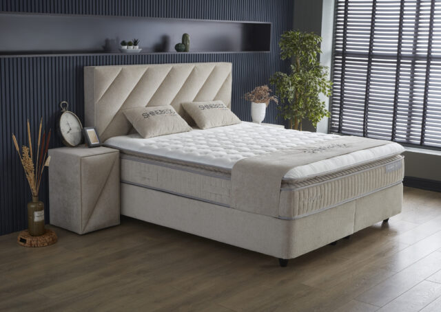 Skybedd 8211 Boxspring Met Opbergruimte Shinebedd Beige 160 215 200