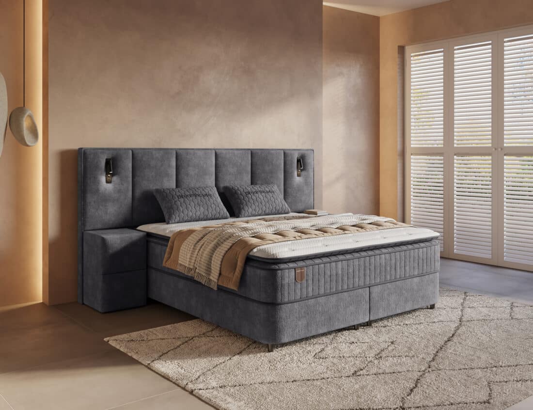 Dh Opbergboxspring Cresta Xl 160 215 200 Antraciet Incl 2 Nachtkastjes