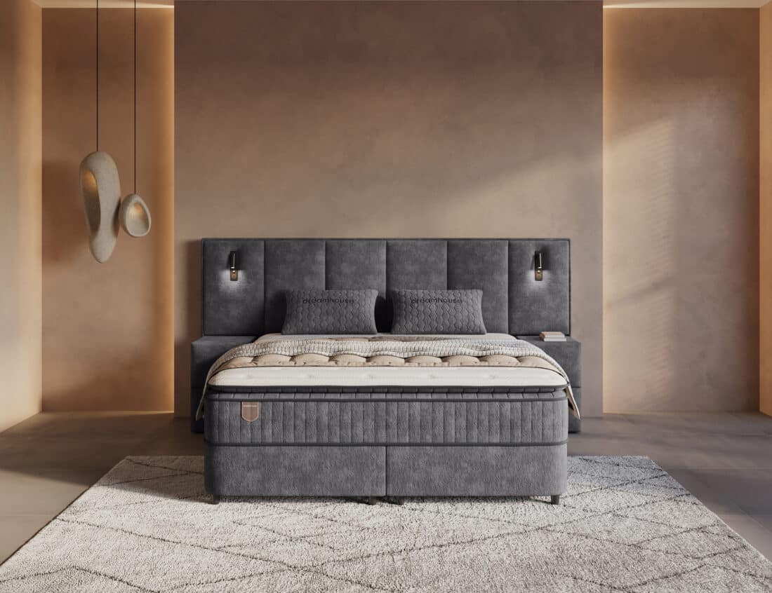 Dh Opbergboxspring Cresta Xl 160 215 200 Antraciet Incl 2 Nachtkastjes