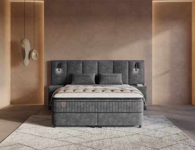 Dh Opbergboxspring Cresta Xl 160 215 200 Antraciet Incl 2 Nachtkastjes