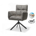 Nova armstoel, stof Cremona #93 donkergrijs - 360° draaibaar, zwart frame A360