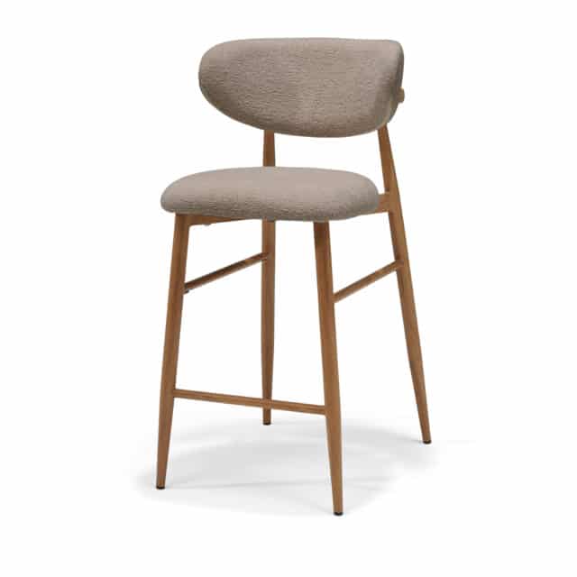 Dalton Barkruk Stof Vibe 21 Taupe 8211 Metalen Frame Eiken Naturel