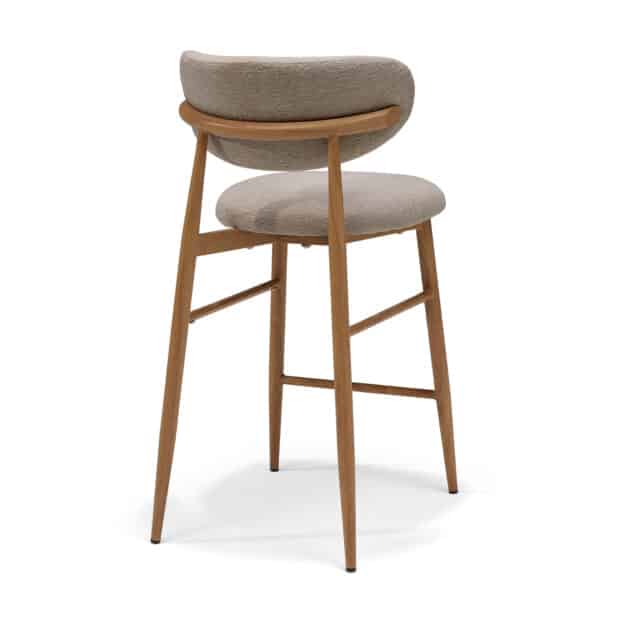 Dalton Barkruk Stof Vibe 21 Taupe 8211 Metalen Frame Eiken Naturel